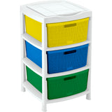 Gavetero Rimax Fique Blanco y Amarillo 48x80cm de Tres Hileras con Tres Cajones y Tapa Organizadora