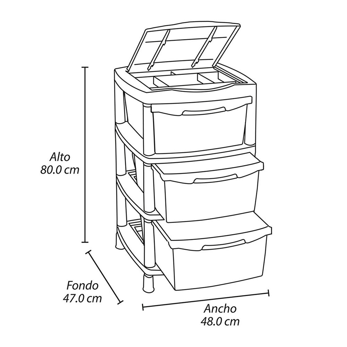 Gavetero Rimax Fique Blanco 48x80cm de Tres Hileras con Tres Cajones y Tapa Organizadora