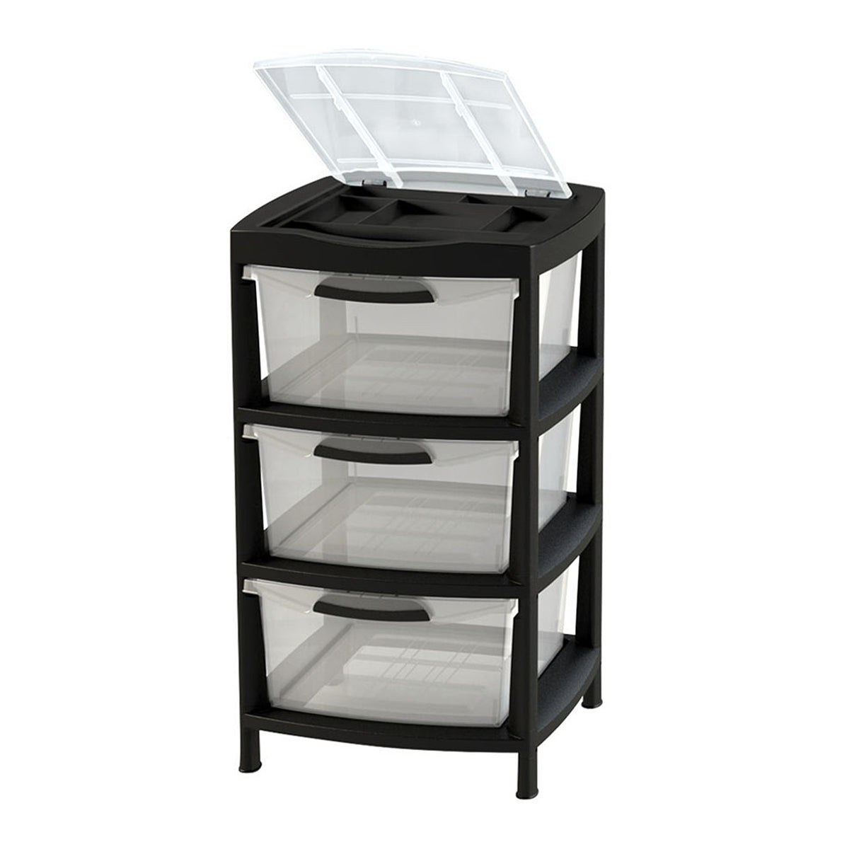 Gavetero Rimax Fique Negro 48x80cm de Tres Hileras con Tres Cajones y Tapa Organizadora