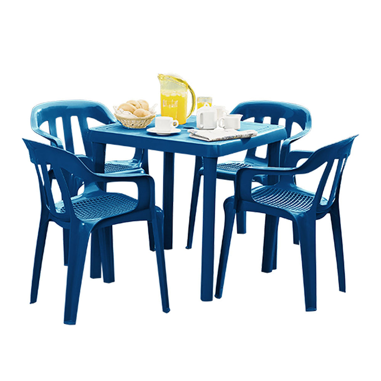 Mesa Auxiliar Rimax Caribe Azul 72x72cm Cuadrada con Patas