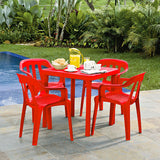Mesa Auxiliar Rimax Caribe Rojo 72x72cm Cuadrada con Patas