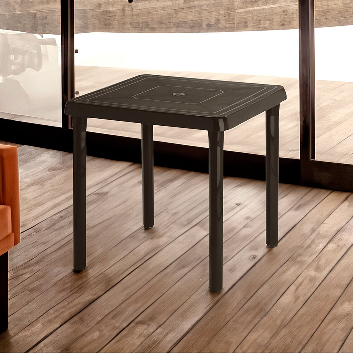 Mesa Auxiliar Rimax Caribe Wengue 73x73cm Cuadrada con Patas
