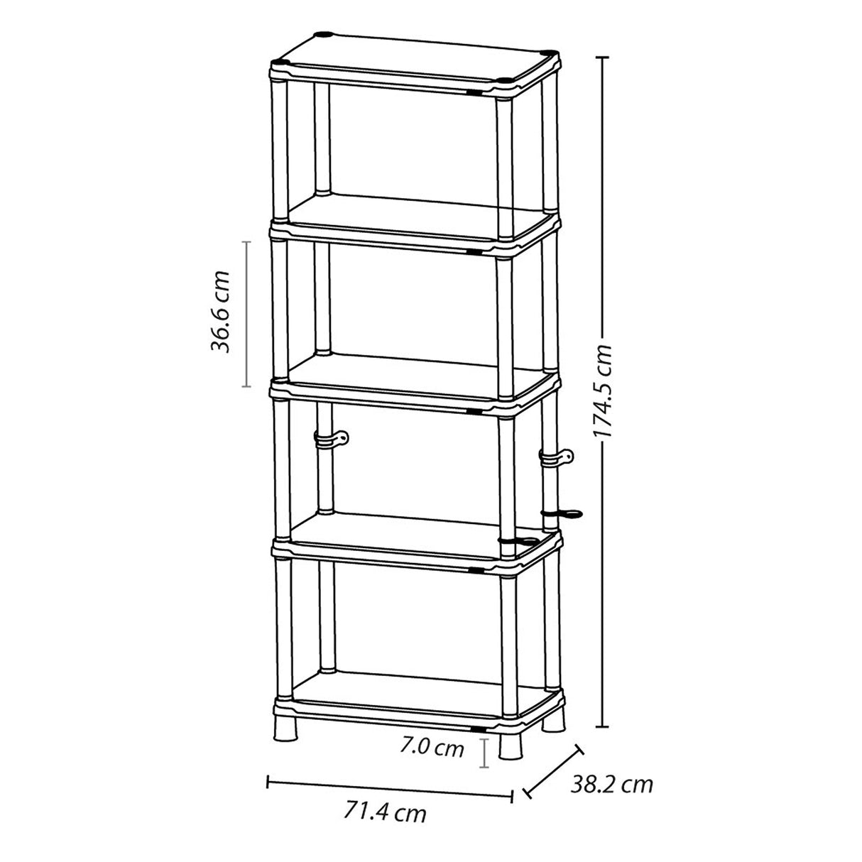 Estante Rimax Solido Gris 71.4x174.5cm de Cinco Niveles