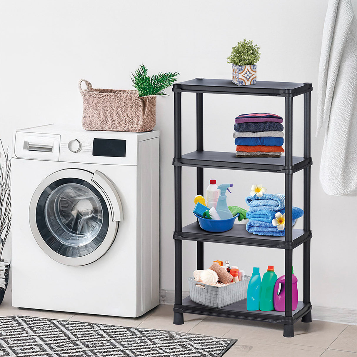 Estante Rimax Solido Negro 71.4x134cm de Cuatro Niveles
