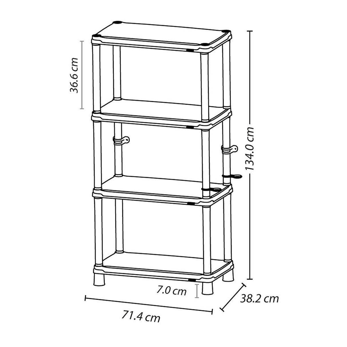 Estante Rimax Solido Negro 71.4x134cm de Cuatro Niveles