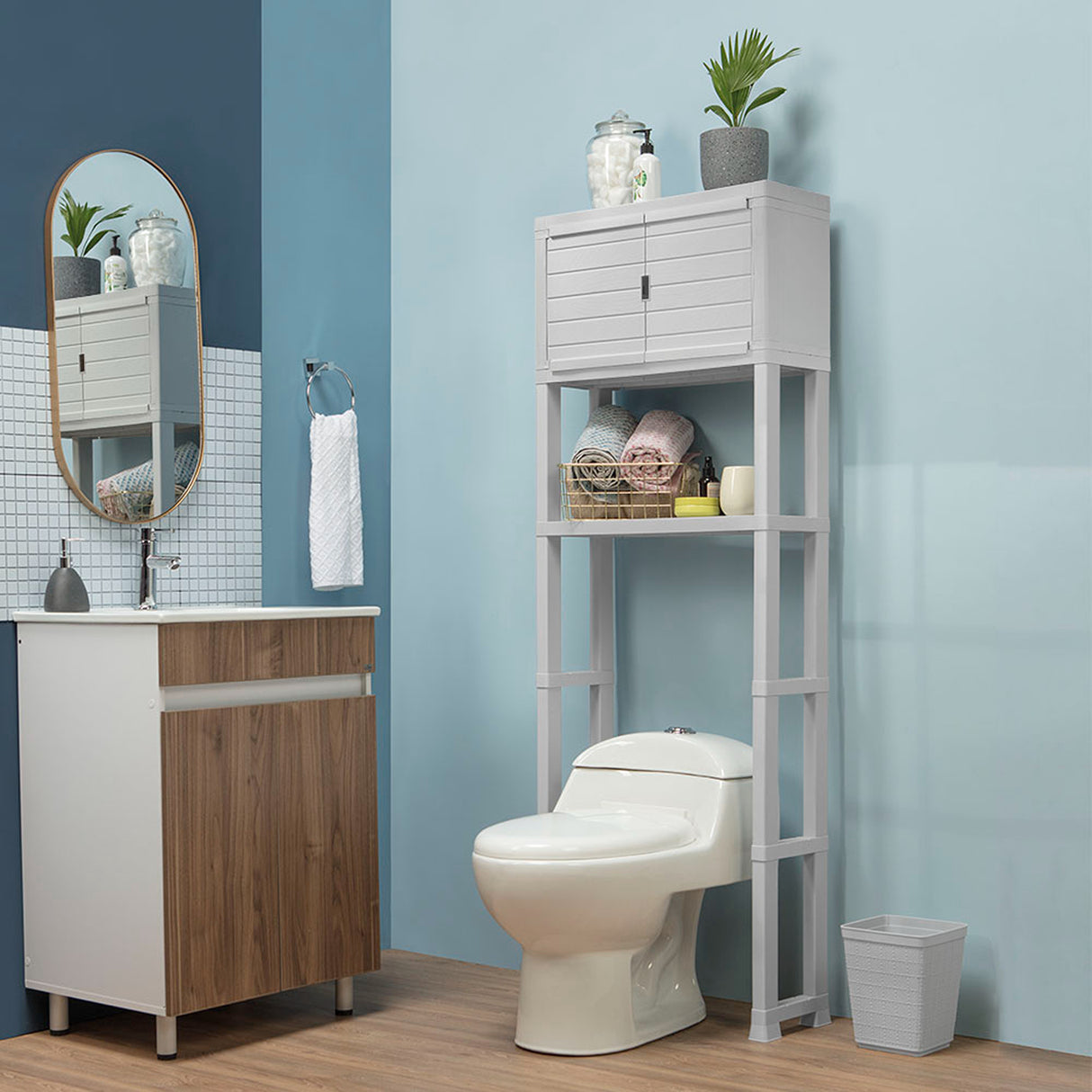 Organizador de Baño Rimax Gris Hielo 61.5x171.8cm con Un Entrepaño y con Un Cajón