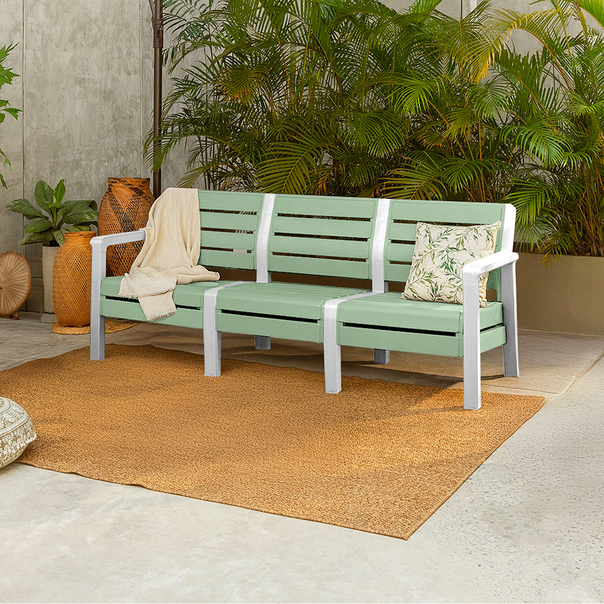 Sofá Rimax Barú Verde Salvia 192.4x74.6cm de Tres Puestos con Apoya Brazos