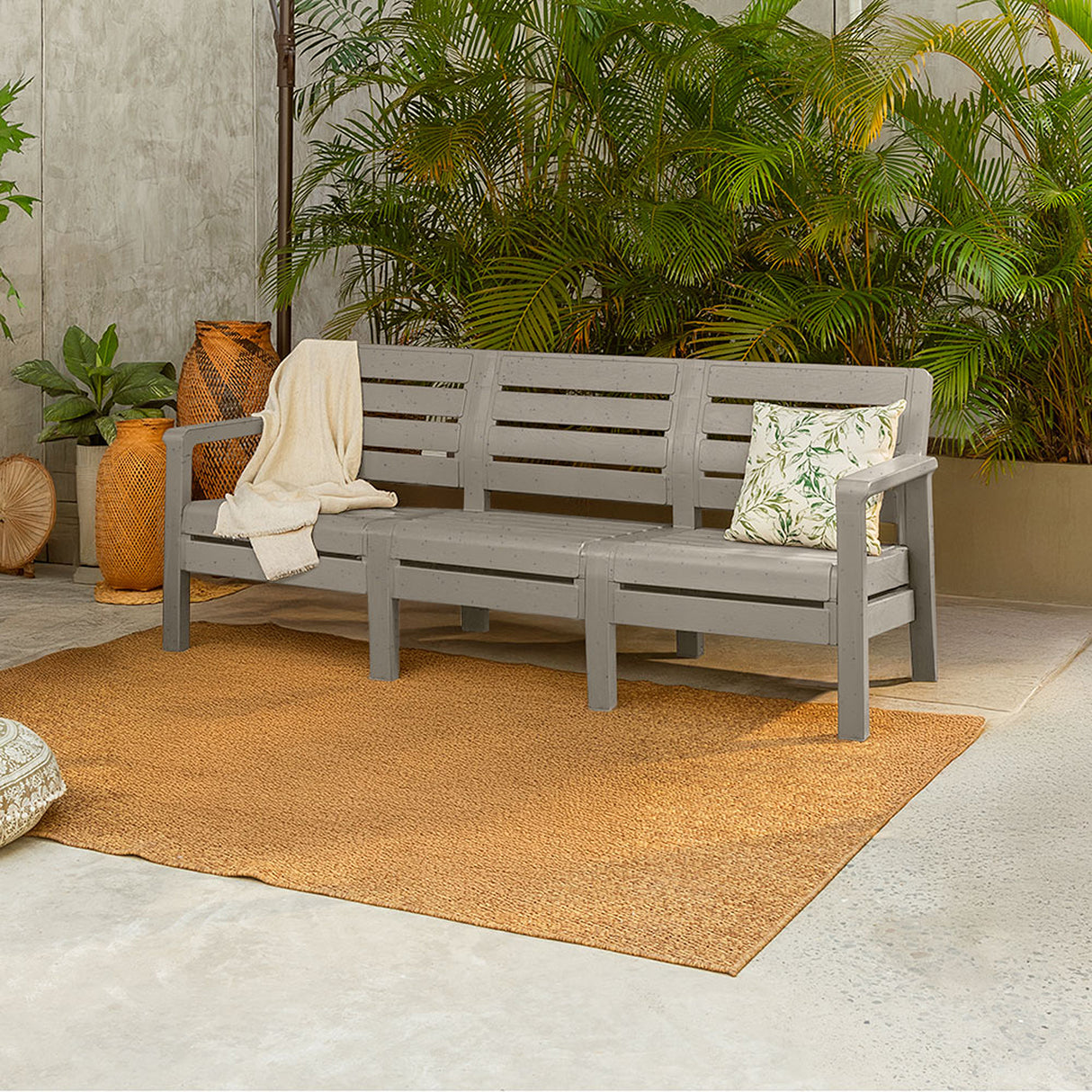 Sofá Rimax Barú Gris Cemento 192.4x74.6cm de Tres Puestos con Apoya Brazos