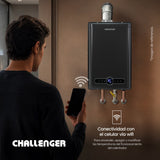 Calentador de Agua Challenger Negro 39x61.5cm De Paso Tiro Forzado para Gas Natural con Pantalla Digital