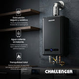 Calentador de Agua Challenger Negro 39x61.5cm De Paso Tiro Forzado para Gas Natural con Pantalla Digital