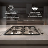 Estufa de Empotrar Challenger Coplanar Acero 61x51cm de Gas Natural con Cuatro Quemadores