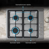 Estufa de Empotrar Challenger Coplanar Acero 61x51cm de Gas Natural con Cuatro Quemadores