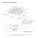 Estufa de Empotrar Challenger Coplanar Acero 61x51cm de Gas Natural con Cuatro Quemadores