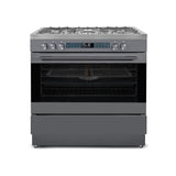 Estufa Challenger Autosoportada Acero 90x90cm De Gas Natural con Horno Eléctrico 220V Cinco Quemadores y con Función Air Fryer