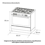 Estufa Challenger Autosoportada Acero 90x90cm De Gas Natural con Horno Eléctrico 220V Cinco Quemadores y con Función Air Fryer