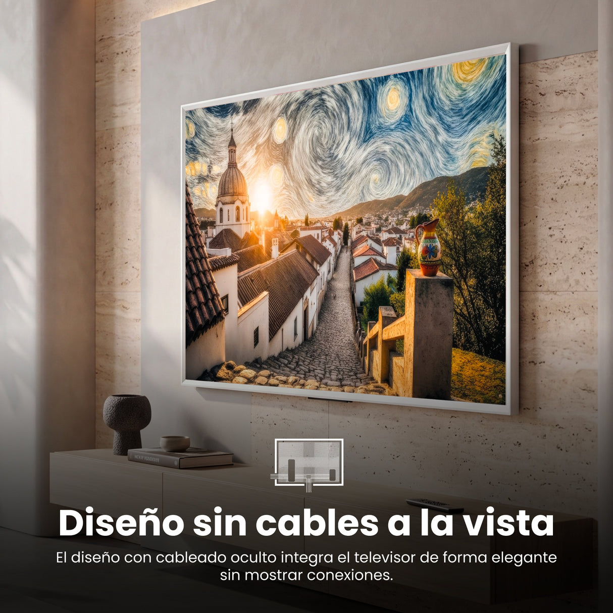 Televisor Challenger Google TV Blanco Mate 125.8x73cm Smart de 55" Pulgadas QLED 4K