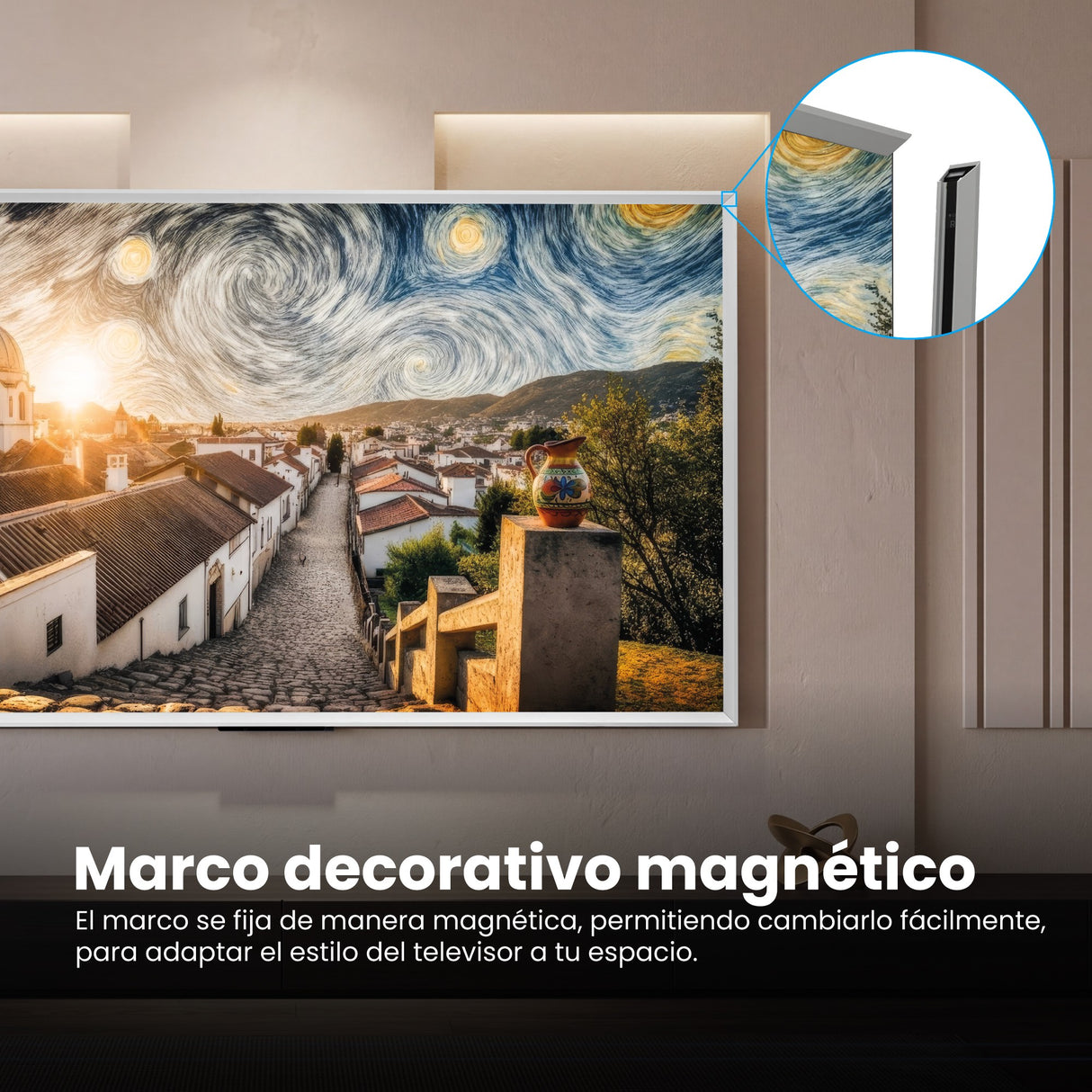 Televisor Challenger Google TV Blanco Mate 125.8x73cm Smart de 55" Pulgadas QLED 4K