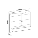 Panel de TV Vivaldi Beige Neutral y Café Claro 200x168cm para TV Hasta 75" Pulgadas con Tres Cajones y con Ranura para Cables