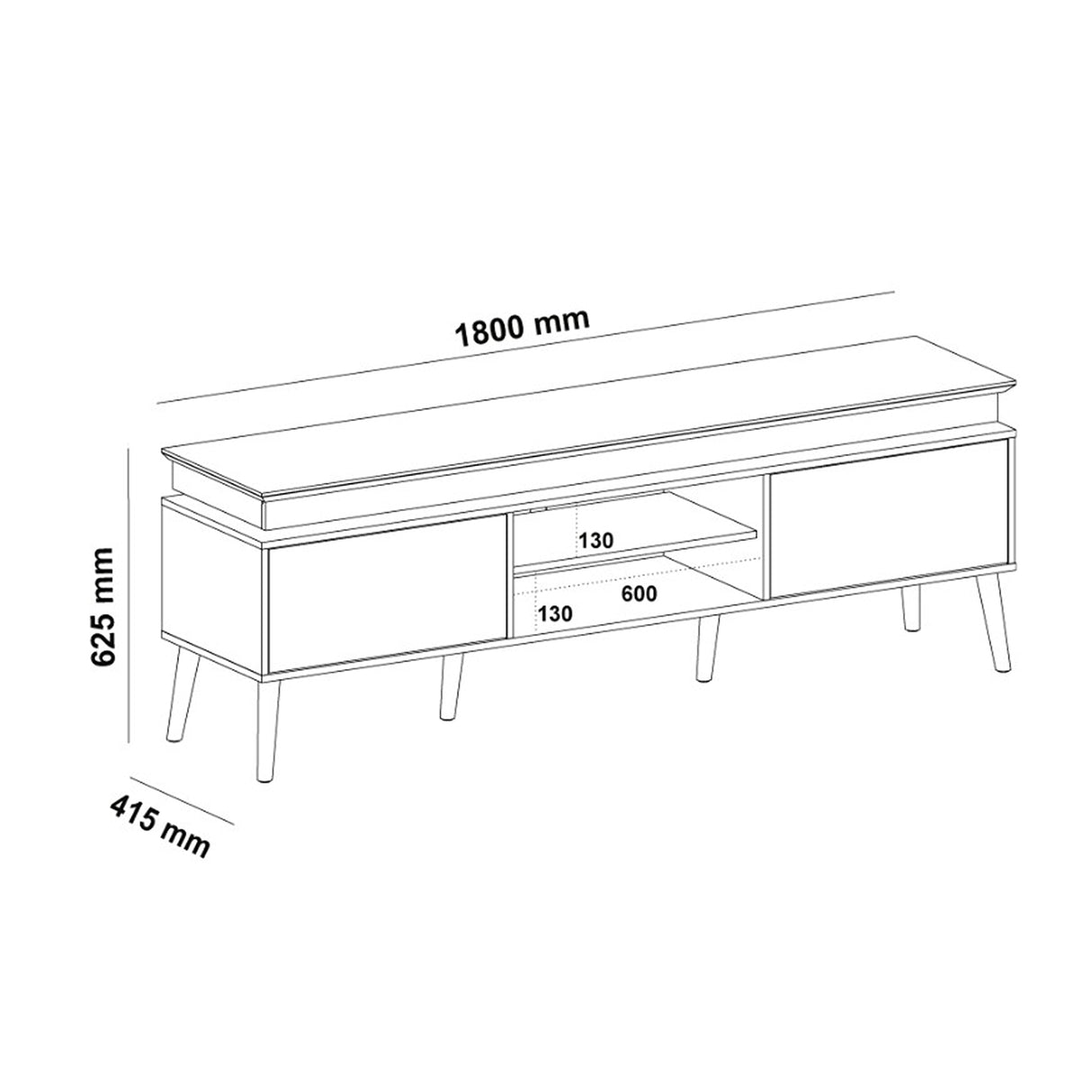 Rack de TV Lumina Marron y Beige 180x62.5cm para TV Hasta 75" Pulgadas y con Ranura para Cables