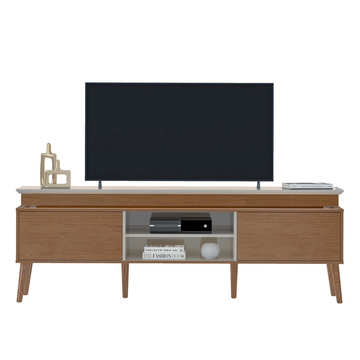 Rack de TV Lumina Marron y Beige 180x62.5cm para TV Hasta 75" Pulgadas y con Ranura para Cables