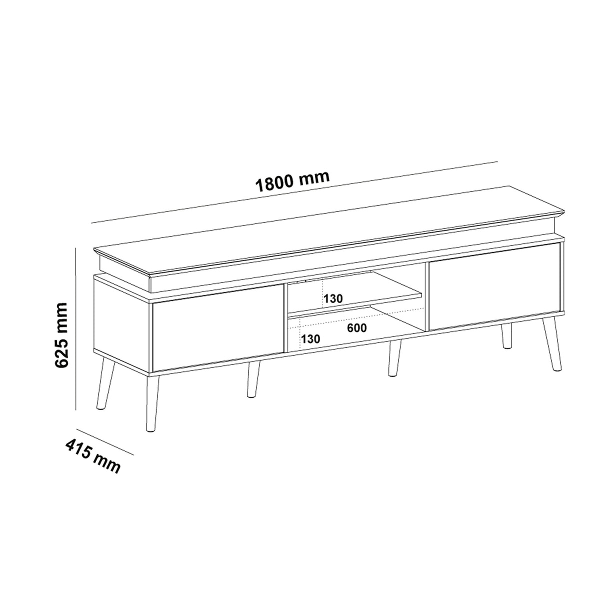Rack de TV Lumina Pino y Beige 180x62.5cm para TV Hasta 75" Pulgadas y con Ranura para Cables