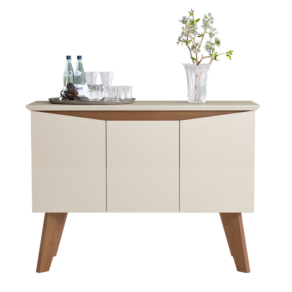 Bifé Oasis Blanco y Café Claro 110x80cm con Tres Puertas y con Seis Compartimientos