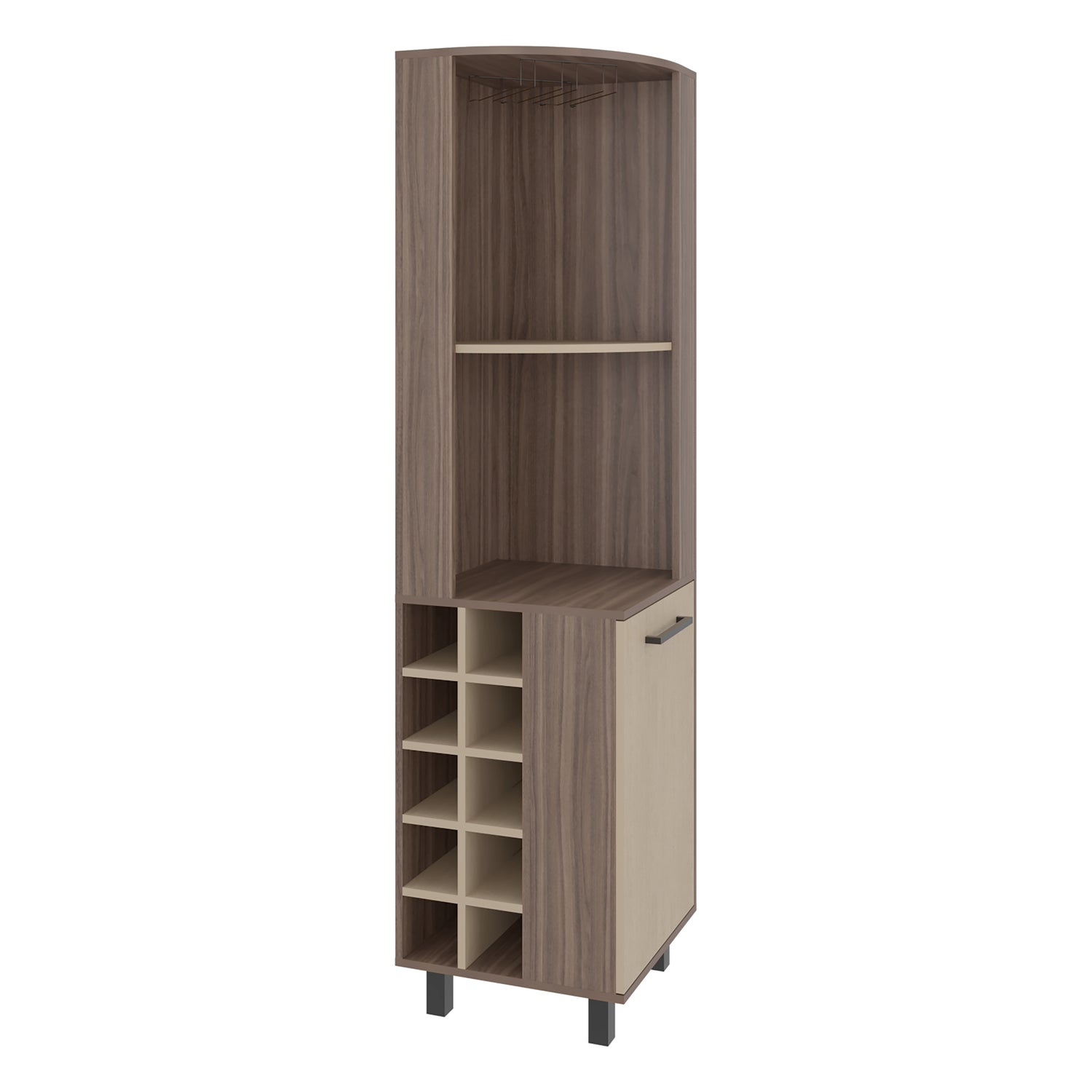 Bar Esquinero Kaia Avellana y Cartagena 45x180cm con Doce Compartimientos y con Diez Portabotellas