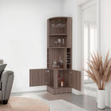 Bar Esquinero Syrah Avellana 46.9x180.6cm con Diez Compartimientos y con Ocho Portabotellas