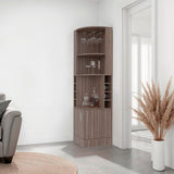Bar Esquinero Syrah Avellana 46.9x180.6cm con Diez Compartimientos y con Ocho Portabotellas