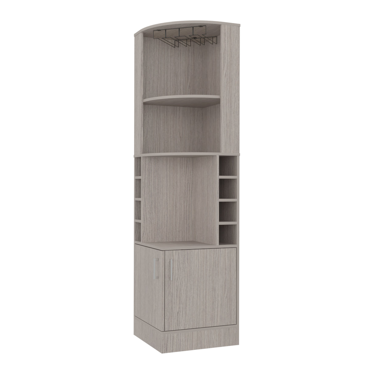 Bar Esquinero Syrah Positano 46.9x180.6cm con Diez Compartimientos y con Ocho Portabotellas