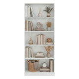 Biblioteca Basica Blanco 74.6x180.7cm Rectangular con Cinco Compartimientos y Cuatro Entrepaños