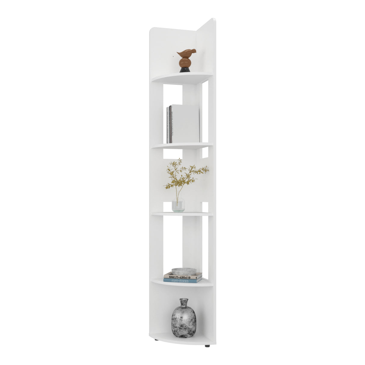 Estante Home E7 Blanco 30x180.6cm Triangular con Cinco Compartimientos y Cuatro Entrepaños