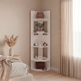 Biblioteca Esquinera Home Dreams Blanco 40x170cm Triangular con Cinco Compartimientos y Cuatro Entrepaños