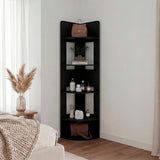 Biblioteca Esquinera Home Dreams Wengue 40x170cm Triangular con Cinco Compartimientos y Cuatro Entrepaños