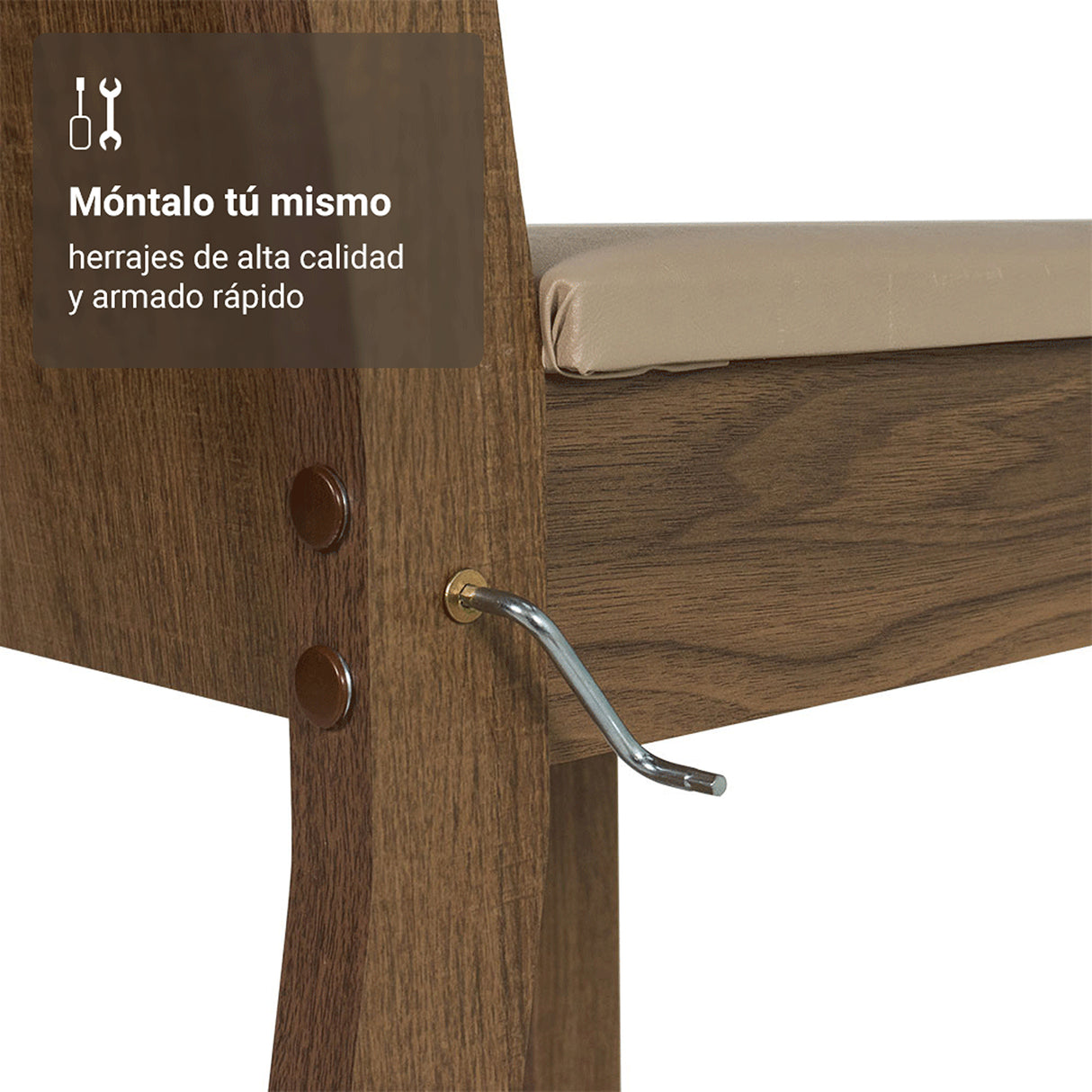 Juego de Comedor Analu Marrón y Beige 136x76cm Rectangular de Seis Puestos con Seis Sillas