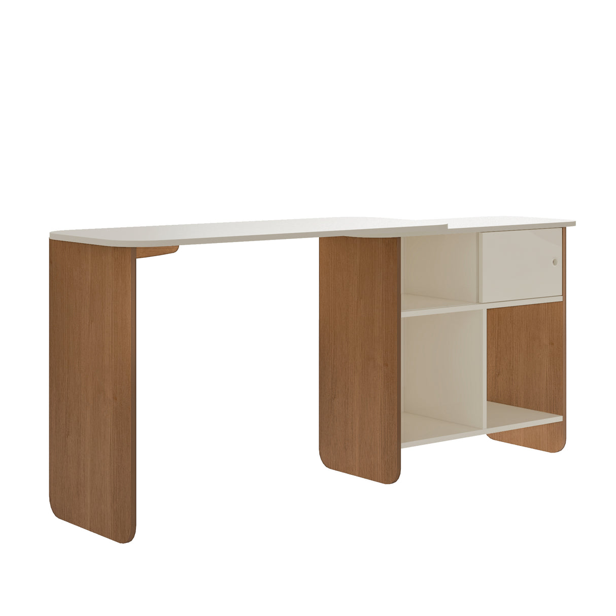 Escritorio Transformable Nomad Café Claro y Beige 118.5x73.5cm con Un Cajón y con Organizador de Libros
