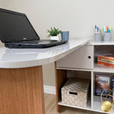 Escritorio Transformable Nomad Café Claro y Beige 118.5x73.5cm con Un Cajón y con Organizador de Libros
