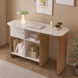 Escritorio Transformable Nomad Café Claro y Beige 118.5x73.5cm con Un Cajón y con Organizador de Libros