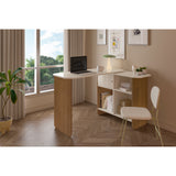 Escritorio Transformable Nomad Café Claro y Beige 118.5x73.5cm con Un Cajón y con Organizador de Libros