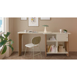 Escritorio Transformable Nomad Café Claro y Beige 118.5x73.5cm con Un Cajón y con Organizador de Libros