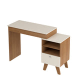 Escritorio Tocador Dora Café y Beige 120.5x118.5cm con Organizador de Libros y con Espejo Integrado