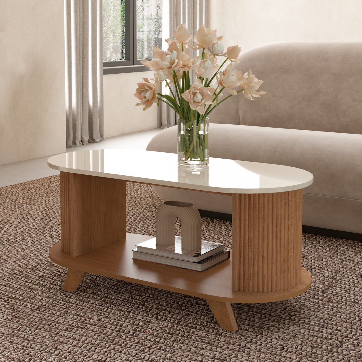 Mesa de Centro Vivaldi Café y Beige 100x45.5cm Rectangular
