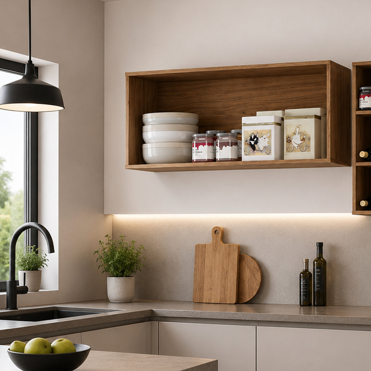 Mueble Superior de Cocina Borneo Natural 80x37cm con Un Entrepaño y con Un Puerta