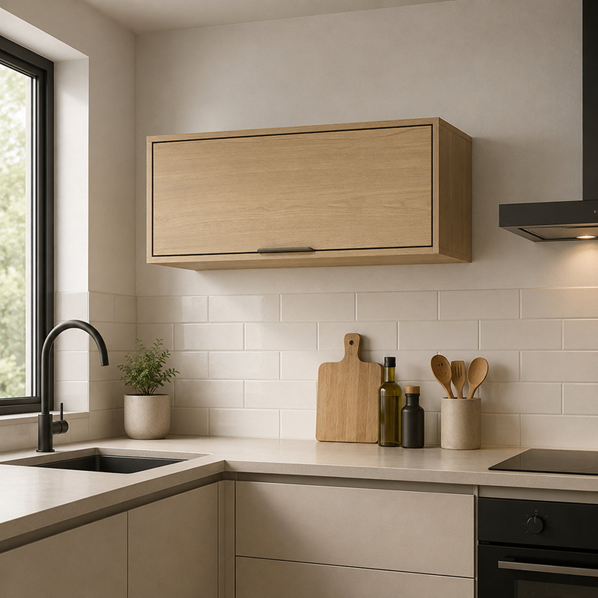 Mueble Superior de Cocina Barpu Almendra 80x31.5cm con Un Entrepaño y con Un Puerta