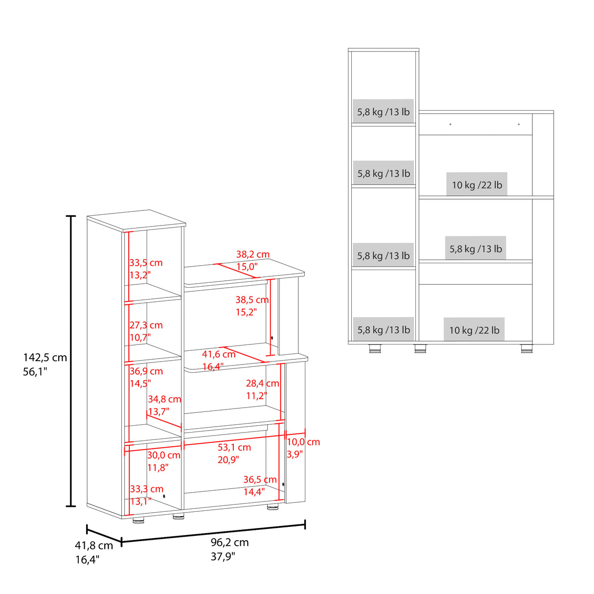 Alacena Aldan Blanco 96.2x142.5cm con Tres Puertas