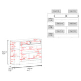 Mueble Auxiliar de Cocina Lynton Fresno y Blanco 110x82.6cm con Un Entrepaño y Tres Compartimientos