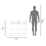 Mueble Auxiliar de Cocina Lynton Fresno y Blanco 110x82.6cm con Un Entrepaño y Tres Compartimientos