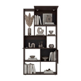 Biblioteca Anya Nogal 92.4x181.6cm Rectangular con Siete Compartimientos y con Cuatro Entrepaños