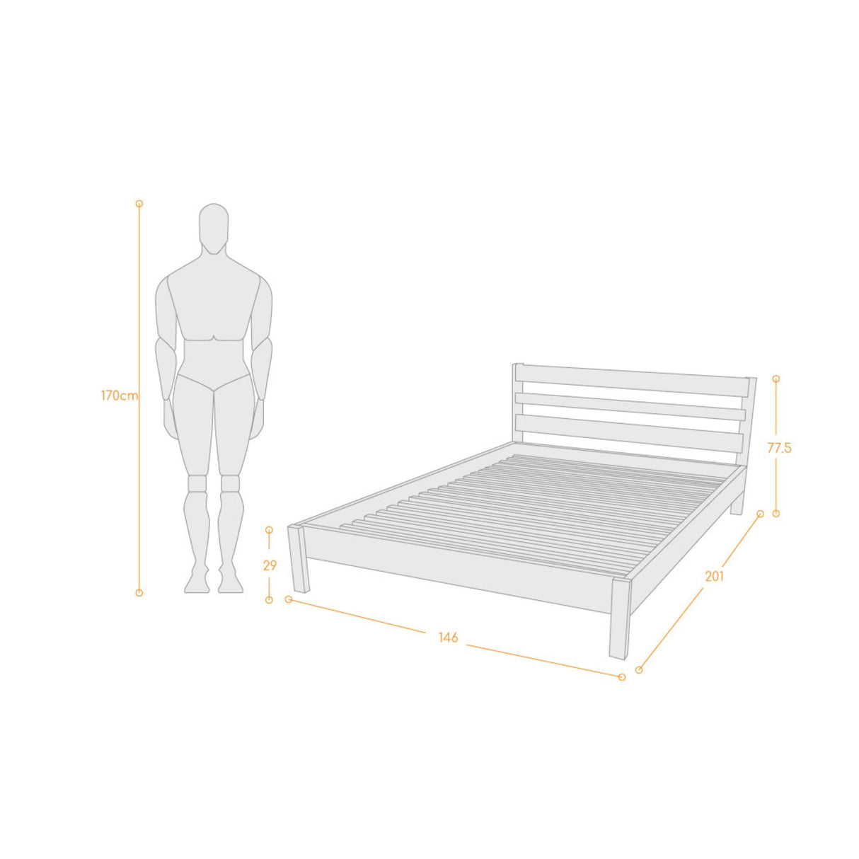 Cama Cincinnati Matiz Natural 146x77.5cm para Colchón Doble 140 X 190 Cm con Cabecero