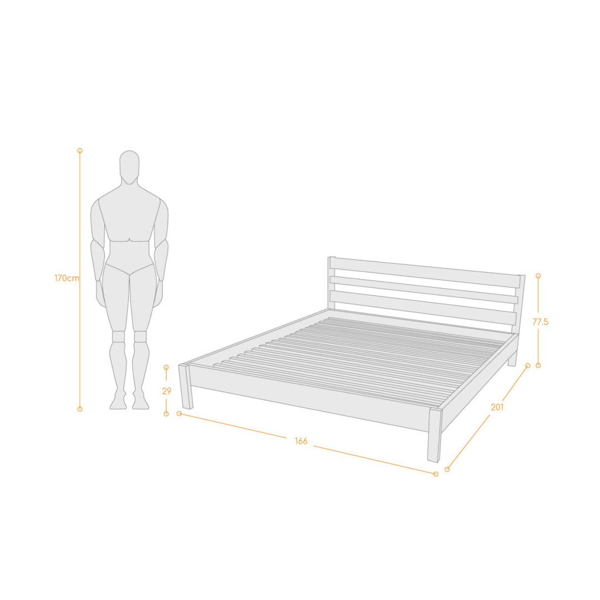 Cama Cincinnati Matiz Natural 166x77.5cm para Colchón Queen 160 X 190 Cm con Cabecero